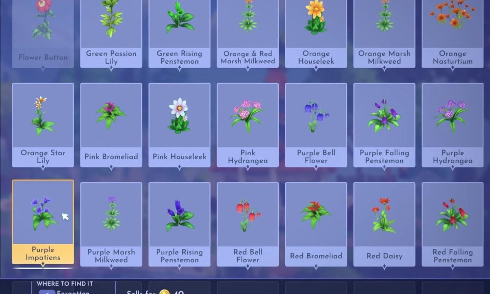 Wo kann man lila Impatiens im Disney Dreamlight Valley finden