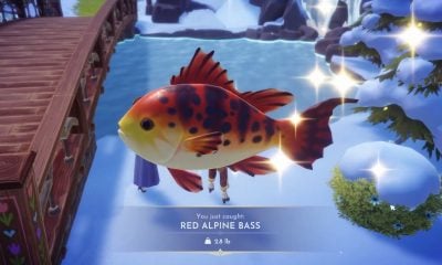 where to find and catch red alpine bass in disney dreamlight valley