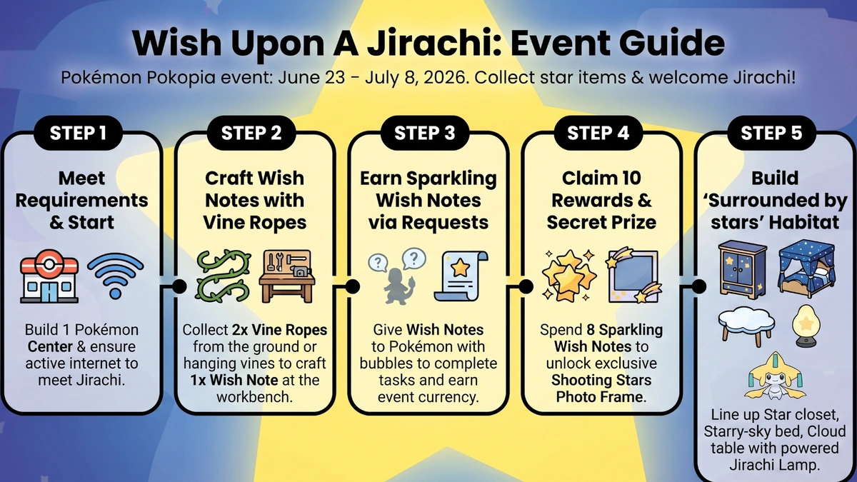Pokémon Pokopia: Wish Upon A Jirachi Event Guide