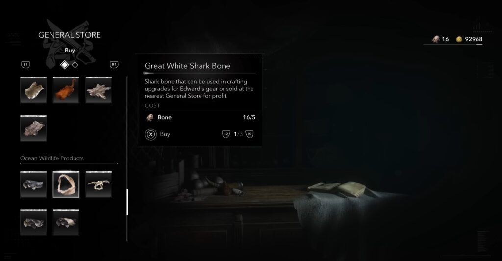 Purchase the Great White Shark Bone from the General Store