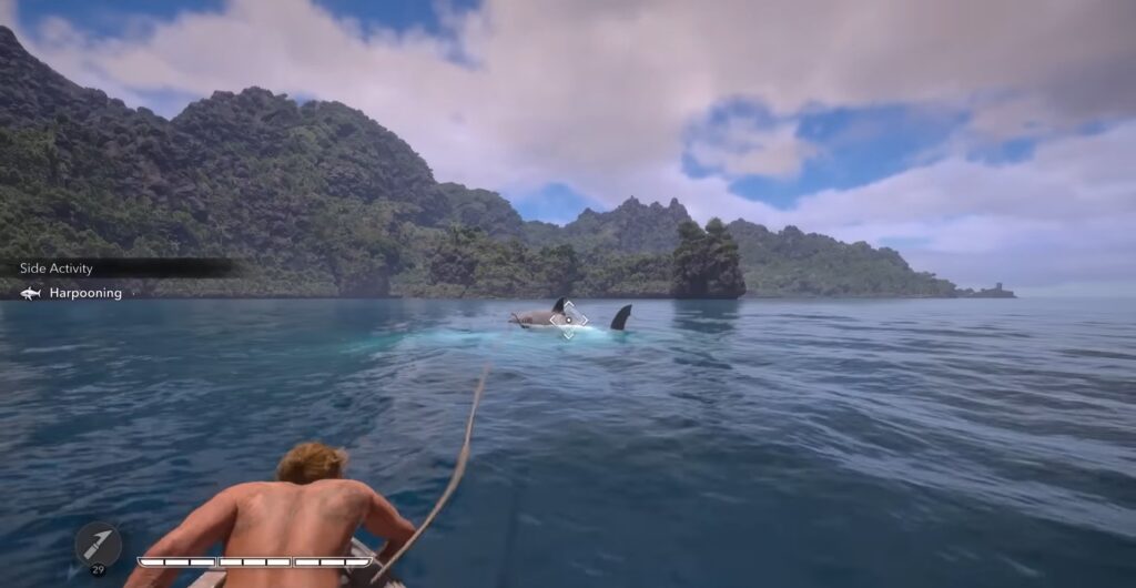 Take part in Harpooning activity to hunt Great White Sharks