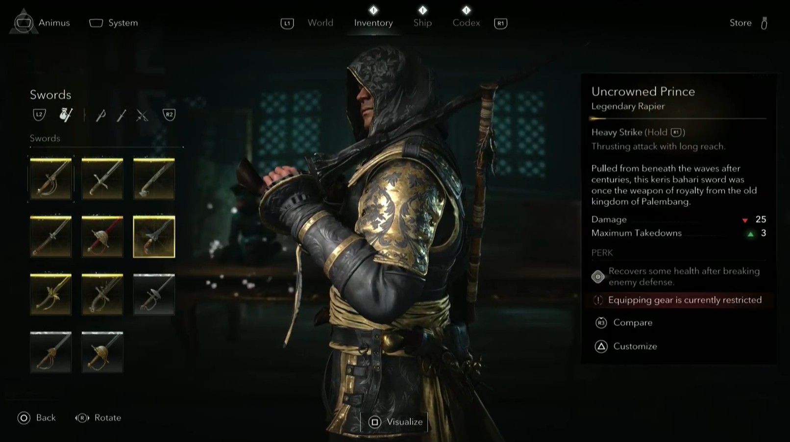 how to unlock uncrowned prince rapier in assassin's creed black flag resynced