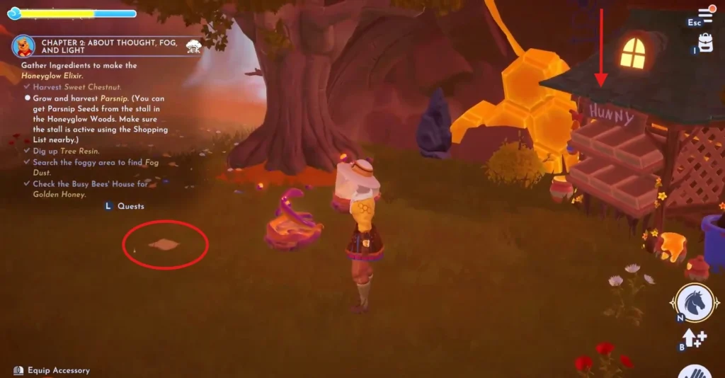 shopping list location for the hunny stall in disney dreamlight valley