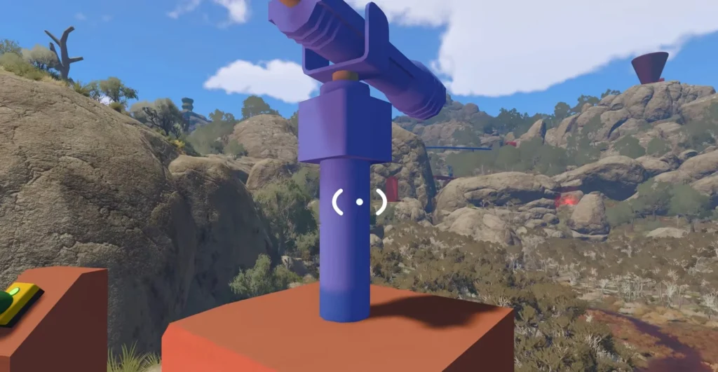 Press the button beside the telescope to reveal the red object location