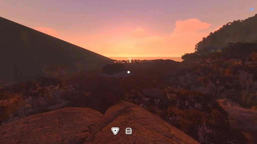 Box location for the coordinates puzzle ahead of the green tent