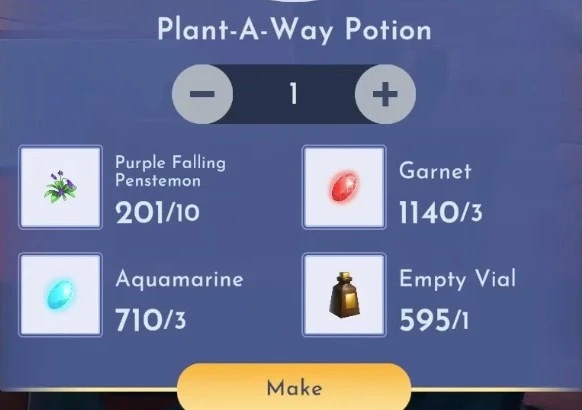 craft the plant-a-way potion