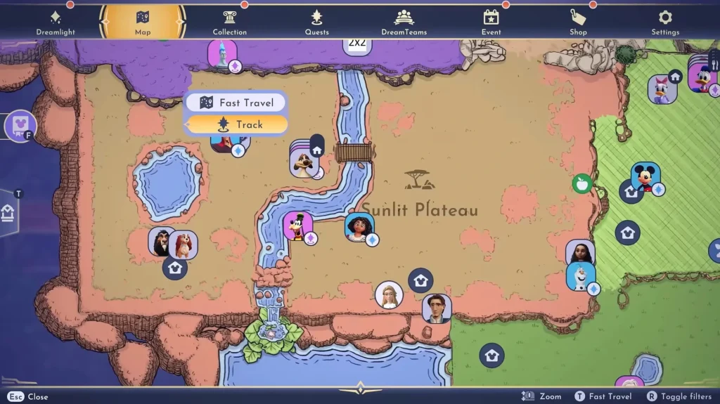 select the best friend on the map to fast travel to them