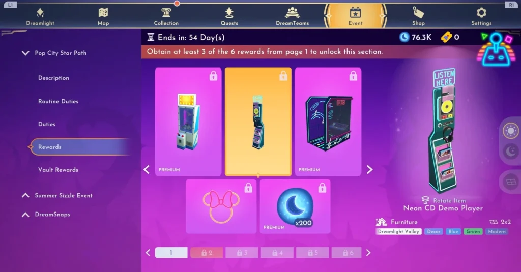how to get neon cd demo player in disney dreamlight valley