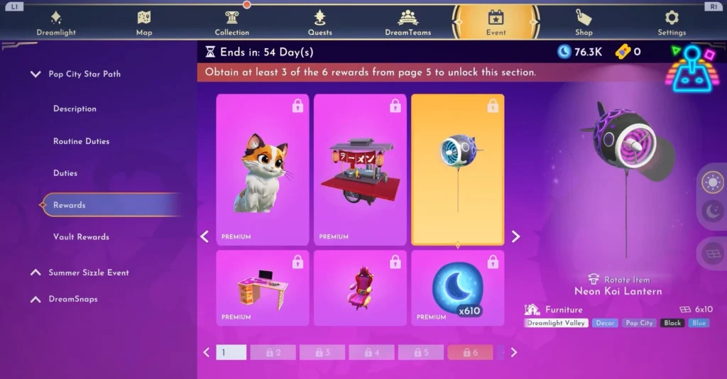 Redeem the Neon Koi Lantern from the Star Path