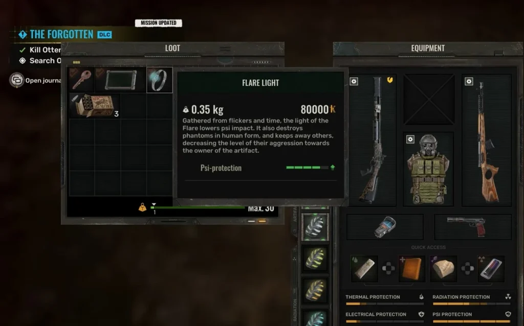 loot the flare light from otter body