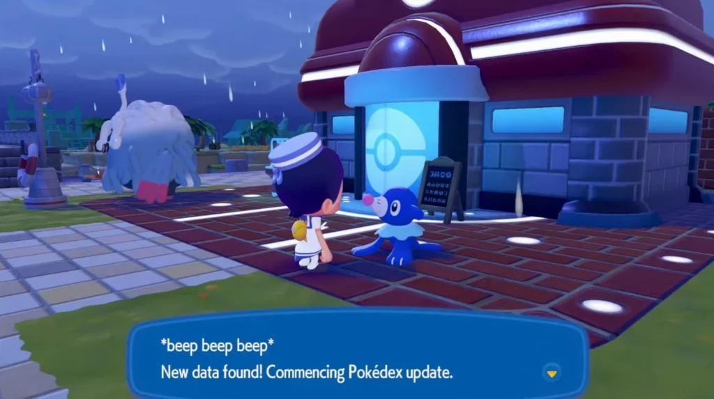 speak to popplio outside pokemon center in bleak beach