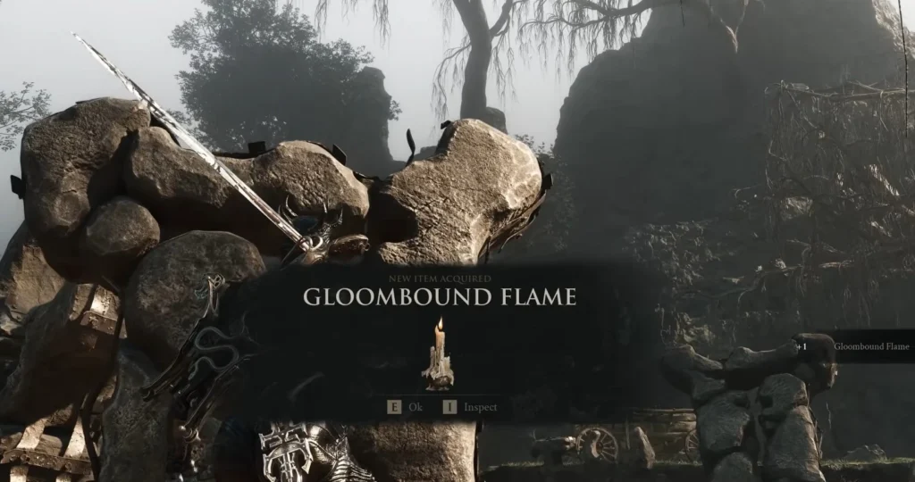 pick up the gloombound flame from the pillar