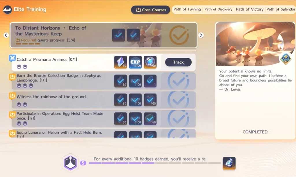 complete Elite Training Core Courses to earn Glimmer
