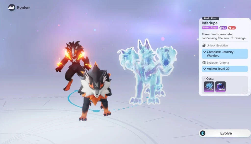 Evolve Flameruff into Inferlupa