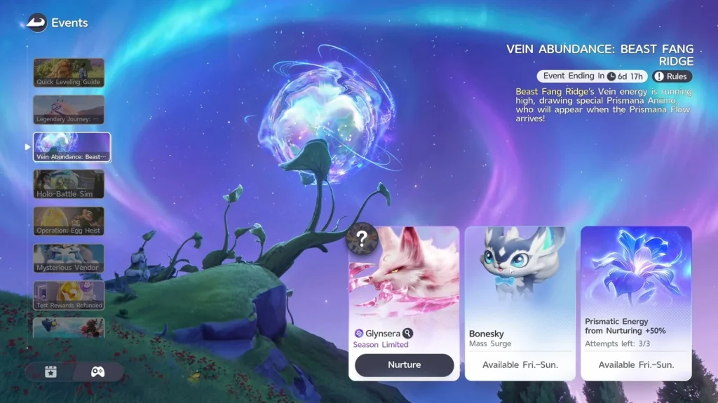 Catch Prismana Glynsera during the weekly event