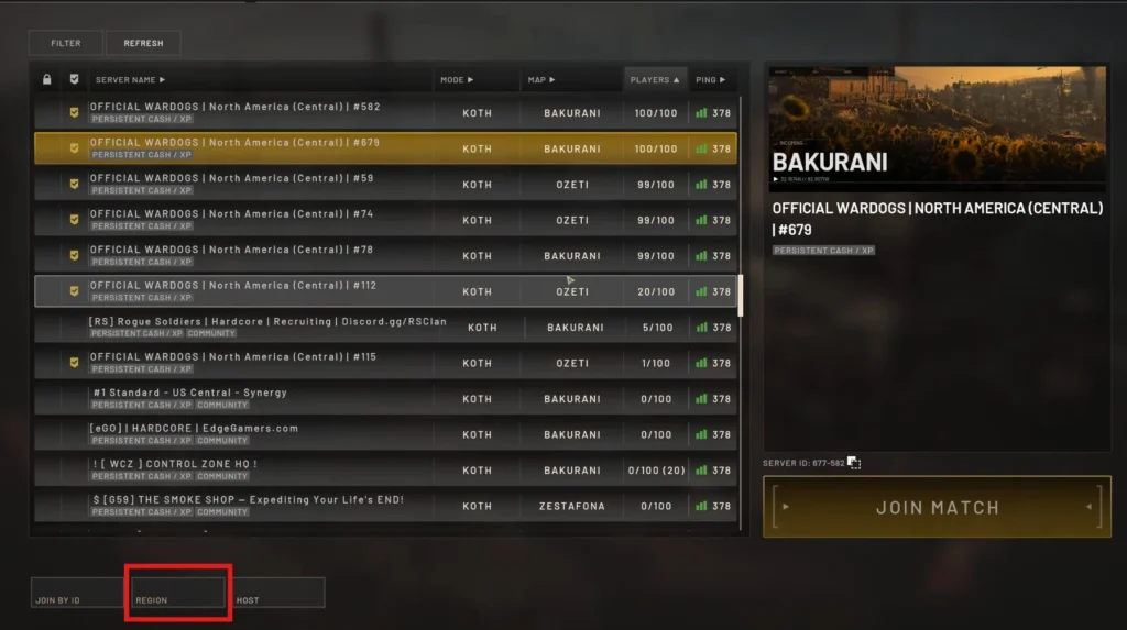 Join a server and a faction same as your friends