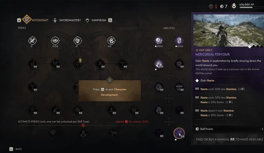 learn the mercurial fervour and visit the shrine to unlock haste