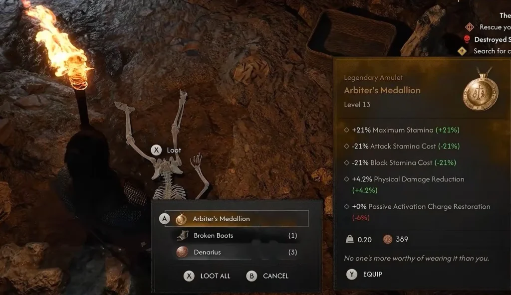loot the arbiters medallion from the body