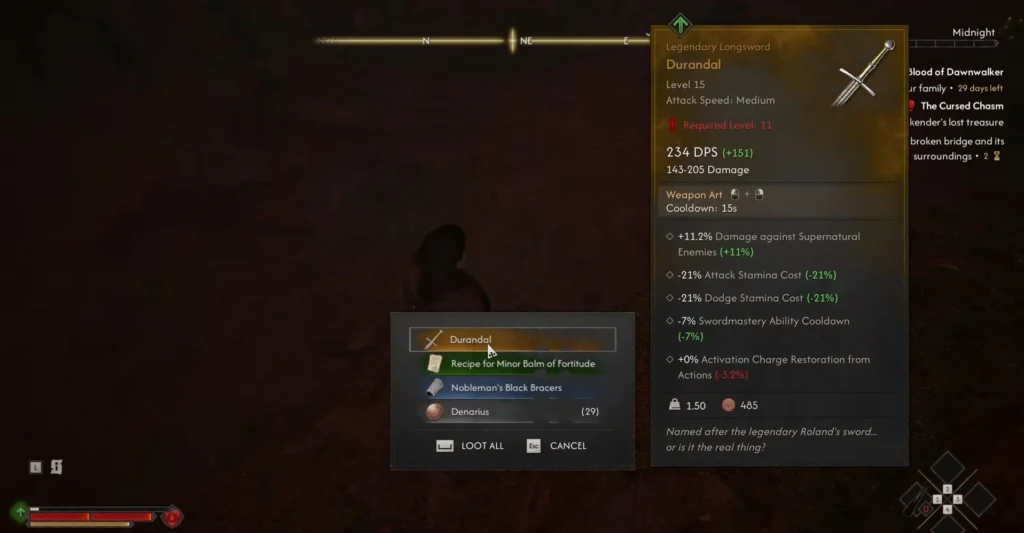 loot the carriage to get durandal