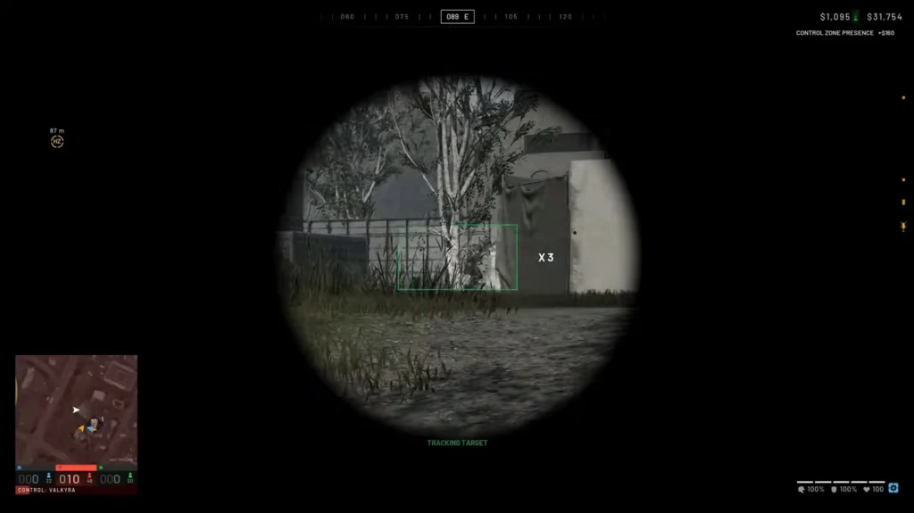 use the spotter or binoculars to spot enemies and vehicles for money