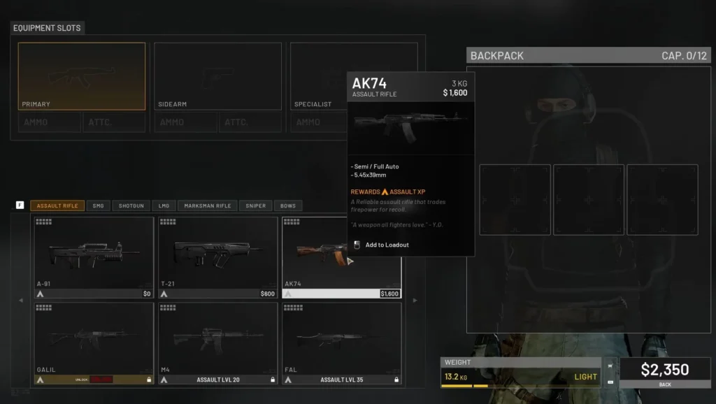 purchasing a weapon from a vendor during the match is a price cost
